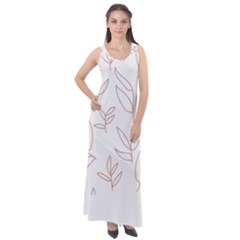 Pattern T- Shirtfloral Leaves Grid Pattern 2 T- Shirt Sleeveless Velour Maxi Dress