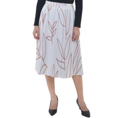 Pattern T- Shirtfloral Leaves Grid Pattern 2 T- Shirt Classic Velour Midi Skirt 