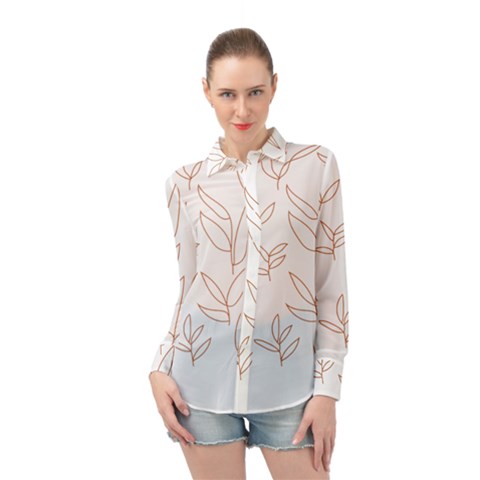 Pattern T- Shirtfloral Leaves Grid Pattern 2 T- Shirt Long Sleeve Chiffon Shirt by maxcute