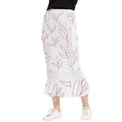 Pattern T- Shirtfloral Leaves Grid Pattern 2 T- Shirt Maxi Fishtail Chiffon Skirt