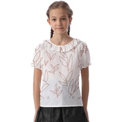 Pattern T- Shirtfloral Leaves Grid Pattern 2 T- Shirt Kids  Frill Chiffon Blouse