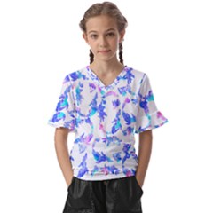 Pattern T- Shirtpattern T- Shirt Kids  V-neck Horn Sleeve Blouse by maxcute