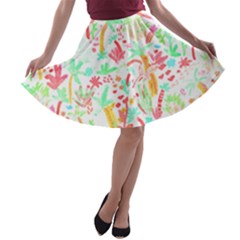 Pattern T- Shirtthe Watercolor Jungle Pattern 1 T- Shirt A-line Skater Skirt by maxcute