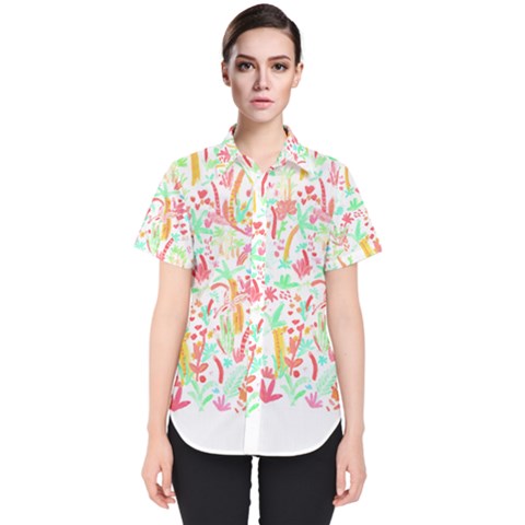 Pattern T- Shirtthe Watercolor Jungle Pattern 1 T- Shirt Women s Short Sleeve Shirt by maxcute