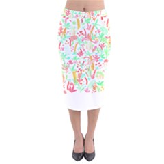 Pattern T- Shirtthe Watercolor Jungle Pattern 1 T- Shirt Velvet Midi Pencil Skirt by maxcute