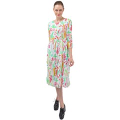 Pattern T- Shirtthe Watercolor Jungle Pattern 1 T- Shirt Ruffle End Midi Chiffon Dress by maxcute