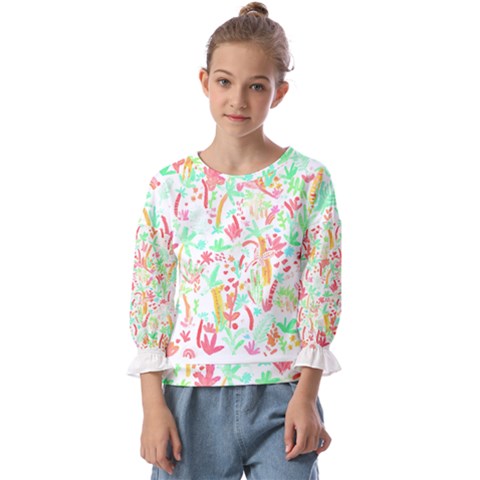 Pattern T- Shirtthe Watercolor Jungle Pattern 1 T- Shirt Kids  Cuff Sleeve Top by maxcute