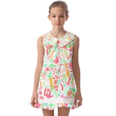 Pattern T- Shirtthe Watercolor Jungle Pattern 1 T- Shirt Kids  Pilgrim Collar Ruffle Hem Dress by maxcute