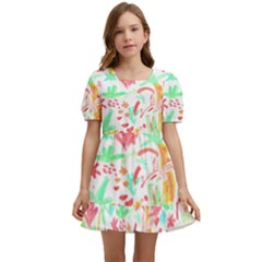 Pattern T- Shirtthe Watercolor Jungle Pattern 1 T- Shirt Kids  Short Sleeve Dolly Dress by maxcute