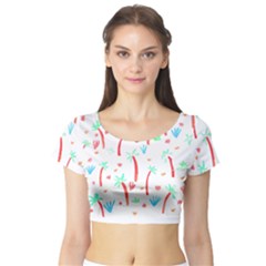 Pattern T- Shirtthe Watercolor Jungle Pattern 2 T- Shirt Short Sleeve Crop Top