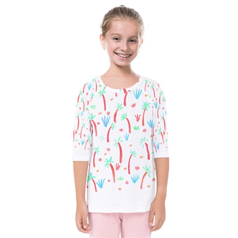 Pattern T- Shirtthe Watercolor Jungle Pattern 2 T- Shirt Kids  Quarter Sleeve Raglan Tee by maxcute