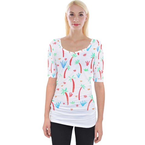 Pattern T- Shirtthe Watercolor Jungle Pattern 2 T- Shirt Wide Neckline Tee by maxcute