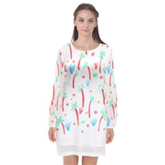 Pattern T- Shirtthe Watercolor Jungle Pattern 2 T- Shirt Long Sleeve Chiffon Shift Dress  by maxcute