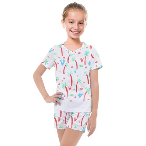 Pattern T- Shirtthe Watercolor Jungle Pattern 2 T- Shirt Kids  Mesh Tee And Shorts Set by maxcute