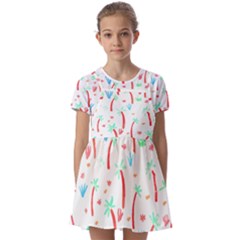 Pattern T- Shirtthe Watercolor Jungle Pattern 2 T- Shirt Kids  Short Sleeve Pinafore Style Dress by maxcute