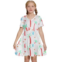 Pattern T- Shirtthe Watercolor Jungle Pattern 2 T- Shirt Kids  Short Sleeve Tiered Mini Dress by maxcute