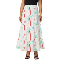 Pattern T- Shirtthe Watercolor Jungle Pattern 2 T- Shirt Tiered Ruffle Maxi Skirt by maxcute