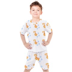 Pet T- Shirtdog And Cat Lover Pattern T- Shirt Kids  Tee And Shorts Set by maxcute