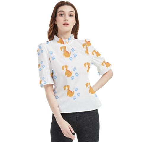 Pet T- Shirtdog And Cat Lover Pattern T- Shirt Frill Neck Blouse by maxcute