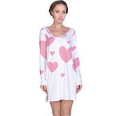 Pink Hearts Pattern T- Shirt Pink And Purple Heart Pattern T- Shirt Long Sleeve Nightdress by maxcute