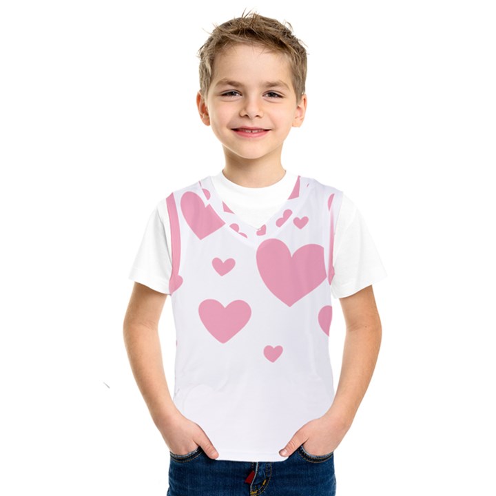 Pink Hearts Pattern T- Shirt Pink And Purple Heart Pattern T- Shirt Kids  Basketball Tank Top