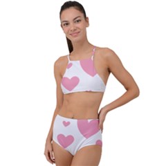 Pink Hearts Pattern T- Shirt Pink And Purple Heart Pattern T- Shirt High Waist Tankini Set by maxcute