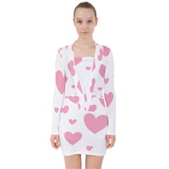 Pink Hearts Pattern T- Shirt Pink And Purple Heart Pattern T- Shirt V-neck Bodycon Long Sleeve Dress by maxcute