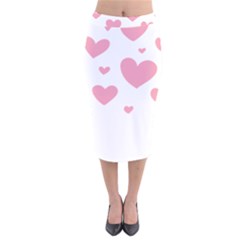 Pink Hearts Pattern T- Shirt Pink And Purple Heart Pattern T- Shirt Velvet Midi Pencil Skirt by maxcute