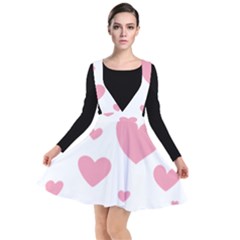 Pink Hearts Pattern T- Shirt Pink And Purple Heart Pattern T- Shirt Plunge Pinafore Dress by maxcute