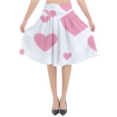 Pink Hearts Pattern T- Shirt Pink And Purple Heart Pattern T- Shirt Flared Midi Skirt by maxcute