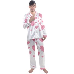 Pink Hearts Pattern T- Shirt Pink And Purple Heart Pattern T- Shirt Men s Long Sleeve Satin Pajamas Set by maxcute