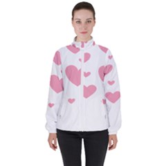 Pink Hearts Pattern T- Shirt Pink And Purple Heart Pattern T- Shirt Women s High Neck Windbreaker by maxcute