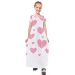 Pink Hearts Pattern T- Shirt Pink And Purple Heart Pattern T- Shirt Kids  Short Sleeve Maxi Dress by maxcute