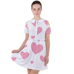 Pink Hearts Pattern T- Shirt Pink And Purple Heart Pattern T- Shirt Short Sleeve Shoulder Cut Out Dress  by maxcute