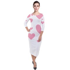 Pink Hearts Pattern T- Shirt Pink And Purple Heart Pattern T- Shirt Quarter Sleeve Midi Velour Bodycon Dress by maxcute