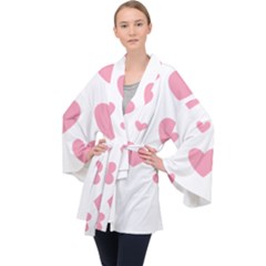 Pink Hearts Pattern T- Shirt Pink And Purple Heart Pattern T- Shirt Long Sleeve Velvet Kimono  by maxcute