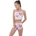 Pink Hearts Pattern T- Shirt Pink And Purple Heart Pattern T- Shirt Summer Cropped Co-Ord Set View1