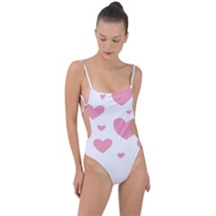 Pink Hearts Pattern T- Shirt Pink And Purple Heart Pattern T- Shirt Tie Strap One Piece Swimsuit by maxcute