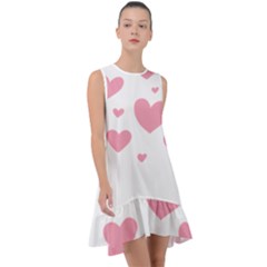 Pink Hearts Pattern T- Shirt Pink And Purple Heart Pattern T- Shirt Frill Swing Dress by maxcute