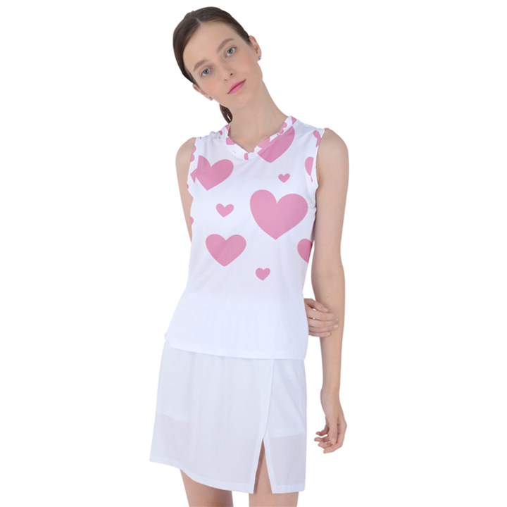 Pink Hearts Pattern T- Shirt Pink And Purple Heart Pattern T- Shirt Women s Sleeveless Sports Top