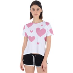 Pink Hearts Pattern T- Shirt Pink And Purple Heart Pattern T- Shirt Open Back Sport Tee by maxcute