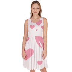 Pink Hearts Pattern T- Shirt Pink And Purple Heart Pattern T- Shirt Knee Length Skater Dress With Pockets by maxcute