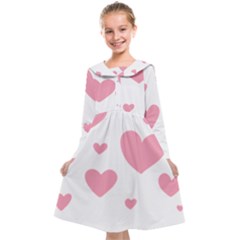 Pink Hearts Pattern T- Shirt Pink And Purple Heart Pattern T- Shirt Kids  Midi Sailor Dress by maxcute