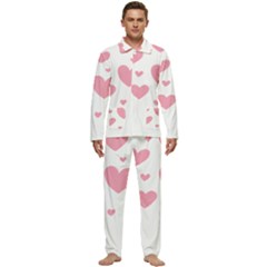 Pink Hearts Pattern T- Shirt Pink And Purple Heart Pattern T- Shirt Men s Long Sleeve Velvet Pocket Pajamas Set by maxcute