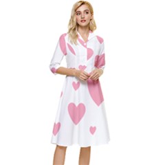 Pink Hearts Pattern T- Shirt Pink And Purple Heart Pattern T- Shirt Classy Knee Length Dress by maxcute