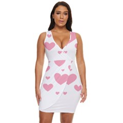 Pink Hearts Pattern T- Shirt Pink And Purple Heart Pattern T- Shirt Draped Bodycon Dress by maxcute