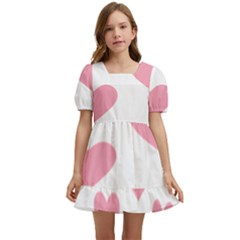 Pink Hearts Pattern T- Shirt Pink And Purple Heart Pattern T- Shirt Kids  Short Sleeve Dolly Dress by maxcute