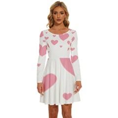 Pink Hearts Pattern T- Shirt Pink And Purple Heart Pattern T- Shirt Long Sleeve Wide Neck Velour Dress by maxcute