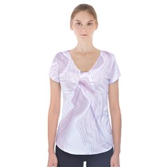 Pink Marble T- Shirt Elagant Pink Liquid Marble Fluid Art Design Style  T- Shirt Short Sleeve Front Detail Top by maxcute