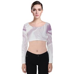 Pink Marble T- Shirt Elagant Pink Liquid Marble Fluid Art Design Style  T- Shirt Velvet Long Sleeve Crop Top by maxcute